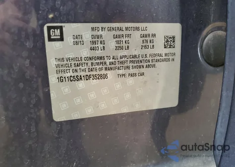 2013 Chevrolet Malibu 1Lt from USA, damaged, VIN 1G11C5SA1DF352806